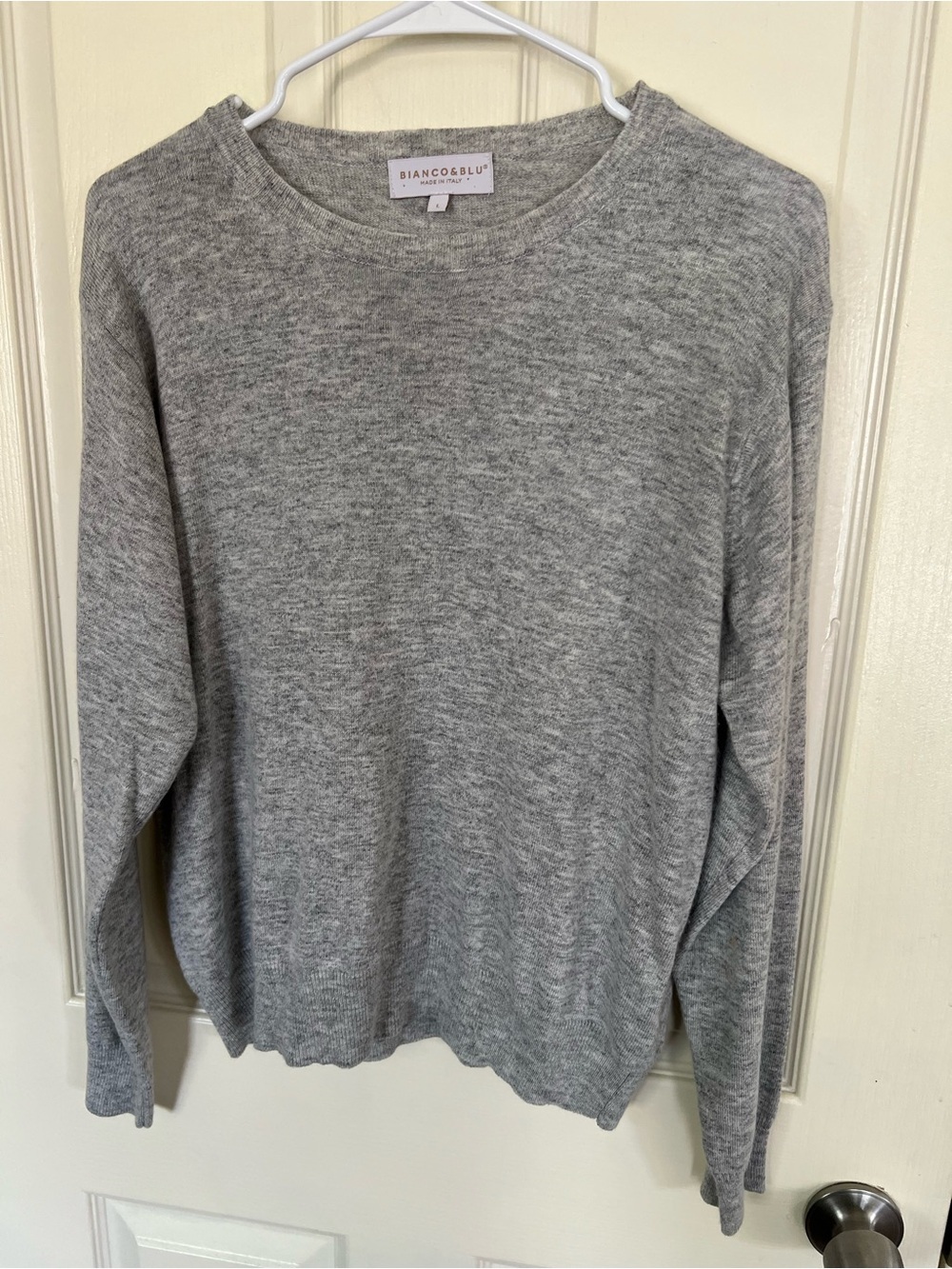 Bianco & Blu Made in Italy Cashmere Silk Blend Gray Knit Sweater Large - Picture 5 of 8